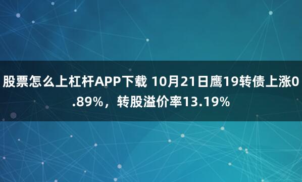 股票怎么上杠杆APP下载 10月21日鹰19转债上涨0.89%,转股溢价率13.19%