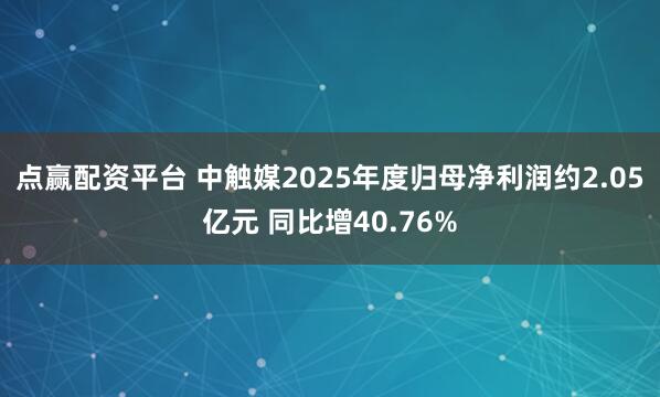 点赢配资平台 中触媒2025年度归母净利润约2.05亿元 同比增40.76%
